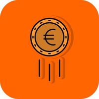 euro teken gevulde oranje achtergrond icoon vector