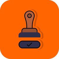 rubber postzegel gevulde oranje achtergrond icoon vector