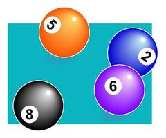 eightball poolballen op een tafel vector