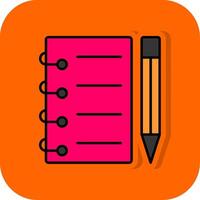 notitieboekje gevulde oranje achtergrond icoon vector