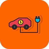 elektrisch auto gevulde oranje achtergrond icoon vector