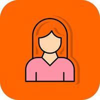 vrouw gevulde oranje achtergrond icoon vector