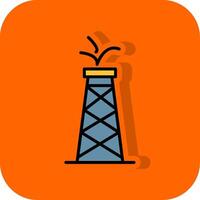 olie toren gevulde oranje achtergrond icoon vector