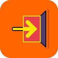 teken in gevulde oranje achtergrond icoon vector