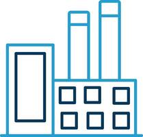 industrieel gebouwen lijn blauw twee kleur icoon vector