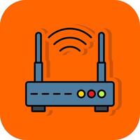 Wifi router gevulde oranje achtergrond icoon vector