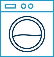wasserij machine lijn blauw twee kleur icoon vector