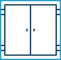 deur lijn blauw twee kleur icoon vector