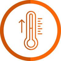 thermometer lijn oranje cirkel icoon vector