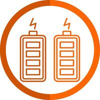 batterijen lijn oranje cirkel icoon vector