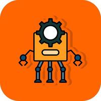 robot gevulde oranje achtergrond icoon vector