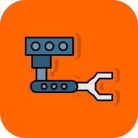 industrieel robot gevulde oranje achtergrond icoon vector