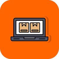 online op te slaan gevulde oranje achtergrond icoon vector