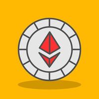 ethereum munten gevulde schaduw icoon vector