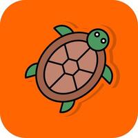 schildpad gevulde oranje achtergrond icoon vector