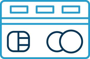 credit kaart lijn blauw twee kleur icoon vector