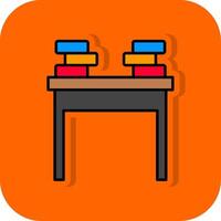 school- bureau gevulde oranje achtergrond icoon vector