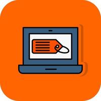 label gevulde oranje achtergrond icoon vector