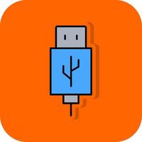 USB gevulde oranje achtergrond icoon vector