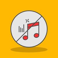 Nee muziek- gevulde schaduw icoon vector