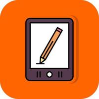 tekening tablet gevulde oranje achtergrond icoon vector