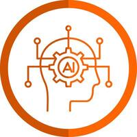 kunstmatig intelligentie- lijn oranje cirkel icoon vector