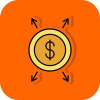 dollar gevulde oranje achtergrond icoon vector