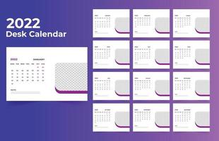 2022 bureaukalender sjabloonontwerp vector