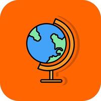 aarde wereldbol gevulde oranje achtergrond icoon vector