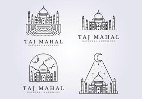 reeks van taj mahal lijn kunst illustratie icoon logo ontwerp vector