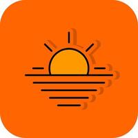zonsondergang gevulde oranje achtergrond icoon vector