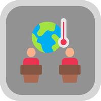 globaal opwarming debat vlak ronde hoek icoon vector