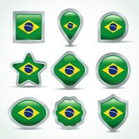 Vlag van Brazilië Clipart Set vector