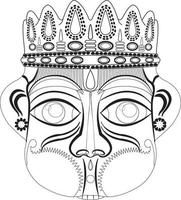 Indiase god godinnen, masker van papier-maché. het kan worden gebruikt voor een kleurboek, afdrukken van textiel, telefoonhoesje, wenskaart. embleem, kalender. in kalamkari madhubani-stijl vector