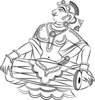 Lord's gopika, sevika, of vrouwelijke bedienden hebben getekend in Indiase volkskunst, Kalamkari-stijl. voor textieldruk, logo, behang vector
