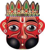 Indiase god godinnen, masker van papier-maché. het kan worden gebruikt voor een kleurboek, afdrukken van textiel, telefoonhoesje, wenskaart. embleem, kalender. in kalamkari madhubani-stijl vector