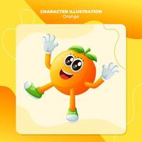schattig oranje karakter glimlachen met een gelukkig uitdrukking vector