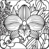 orchidee bloem kleur Pagina's. orchidee bloem schets voor kleur boek vector