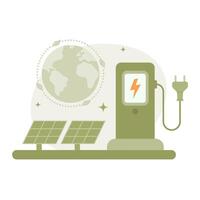 eco vriendelijk opladen station voor elektrisch auto's. elektriciteit van zonne- panelen. opslaan de aarde vector