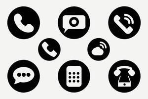 telefoon icoon verzameling. gemakkelijk zwart en wit telefoon telefoontje symbool vector