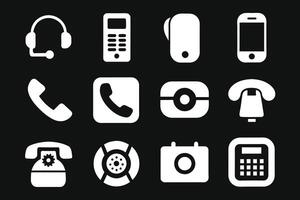 telefoon icoon verzameling. gemakkelijk zwart en wit telefoon telefoontje symbool vector