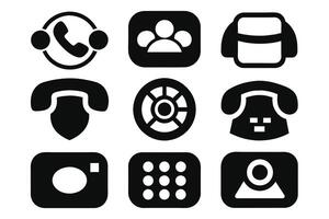 telefoon icoon verzameling. gemakkelijk zwart en wit telefoon telefoontje symbool vector