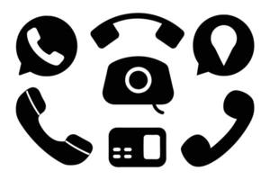 telefoon icoon verzameling. gemakkelijk zwart en wit telefoon telefoontje symbool vector
