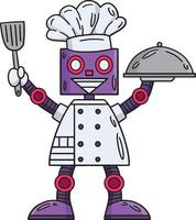 robot chef tekenfilm gekleurde clip art illustratie vector