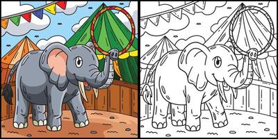 circus olifant met hula hoepel illustratie vector