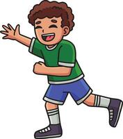 gelukkig jongen rennen tekenfilm gekleurde clip art vector