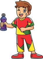 cheerleader jongen met water fles tekenfilm clip art vector