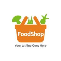 vers voedsel boodschappen doen logo ontwerp sjabloon. logo concept voor winkel , supermarkt of supermall. vector
