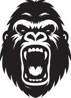 boos gorilla gehuil gezicht logo silhouet , zwart kleur silhouet 5 vector