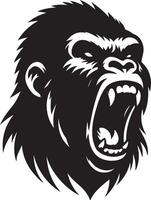 boos gorilla gehuil gezicht logo silhouet , zwart kleur silhouet 7 vector